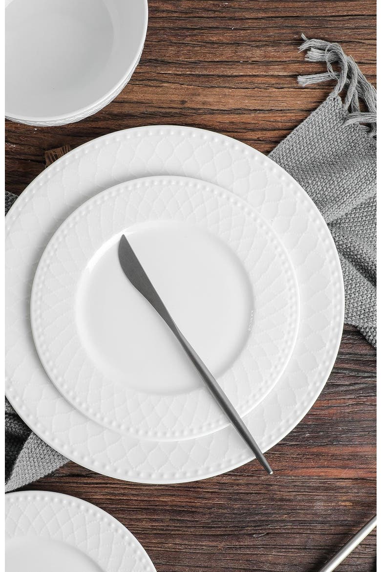 Alexandria Bone China 16-Piece Dinnerware Set, Alternate, color, White