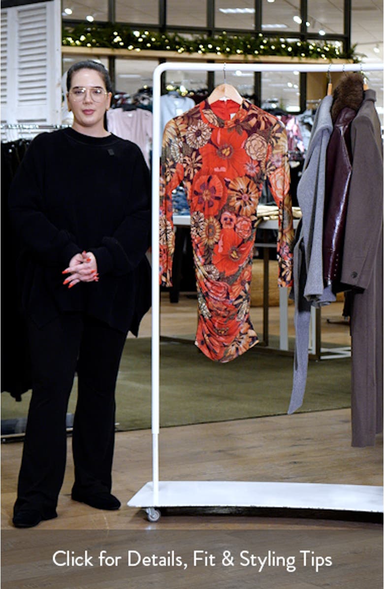 Flowershop Long Sleeve Floral Mesh Minidress, sales video thumbnail