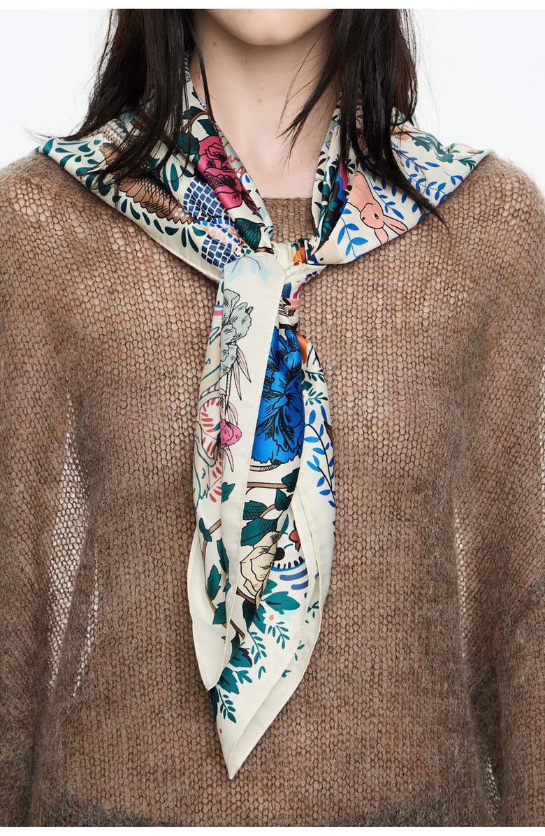 Bimba y Lola Mosaic Scarf, Alternate, color, Ivory