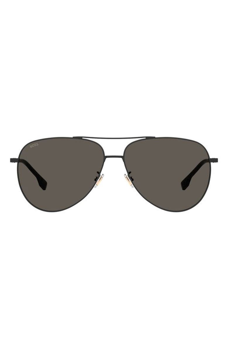 BOSS 63mm Aviator Sunglasses, Main, color, Matte Black Gold