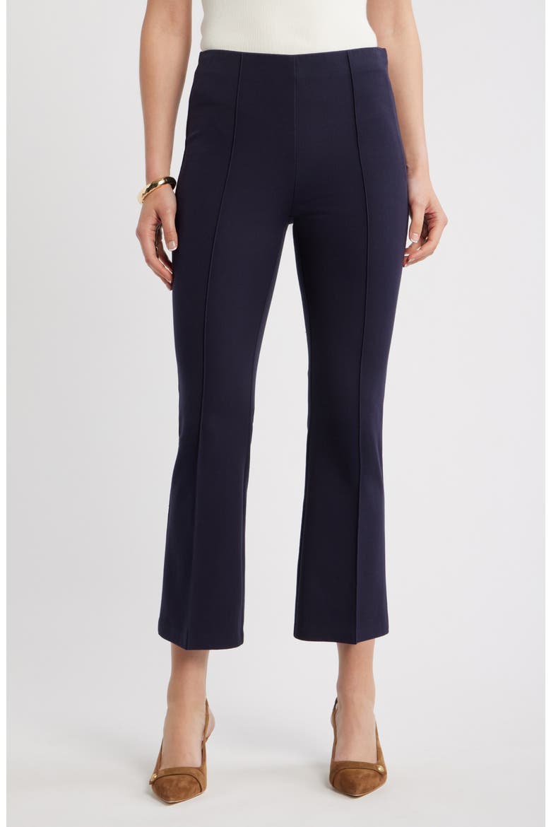Seamed Stretch Ponte Flare Leg Pants, Main, color, NAVY NIGHT