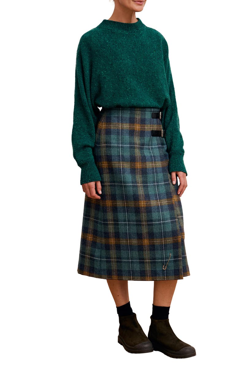 Celtic & Co. British Midi Celt Kilt, Alternate, color, Teal / Ochre Tartan