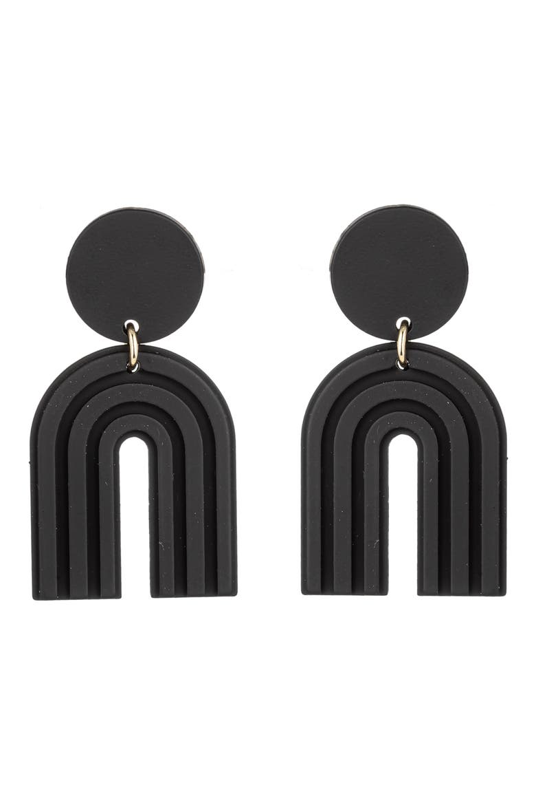 Double Loop Earrings, Main, color, BLACK