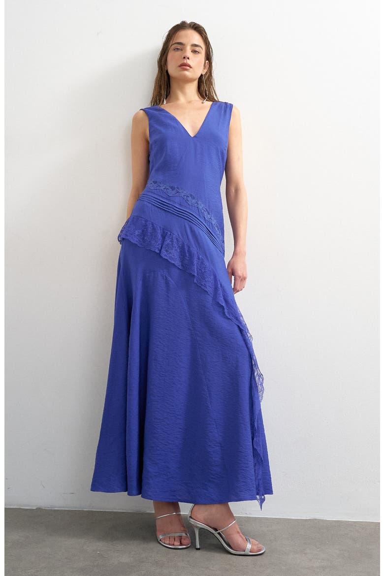 Lace Insert Maxi Dress, Alternate, color, MBLUE