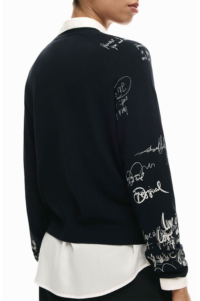 Fine Gauge Graphic Sweater, Alternate, color, BLACK