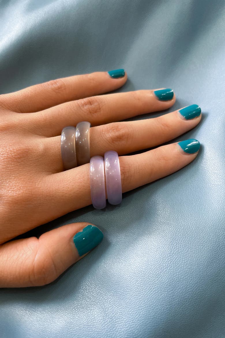 Mist Grey Jade Ring in Purple, Alternate, color, Grey