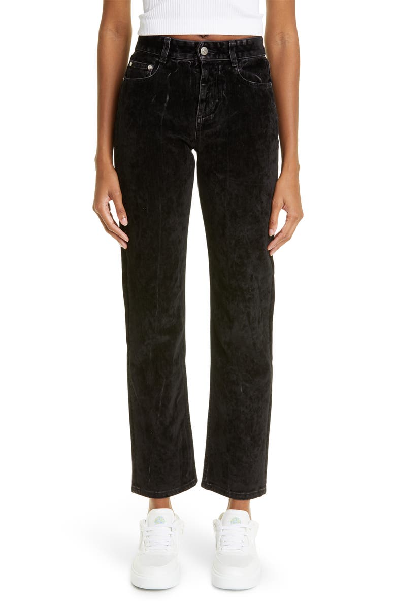 Stella McCartney Velvet Denim High Waist Straight Leg Jeans, Main, color,