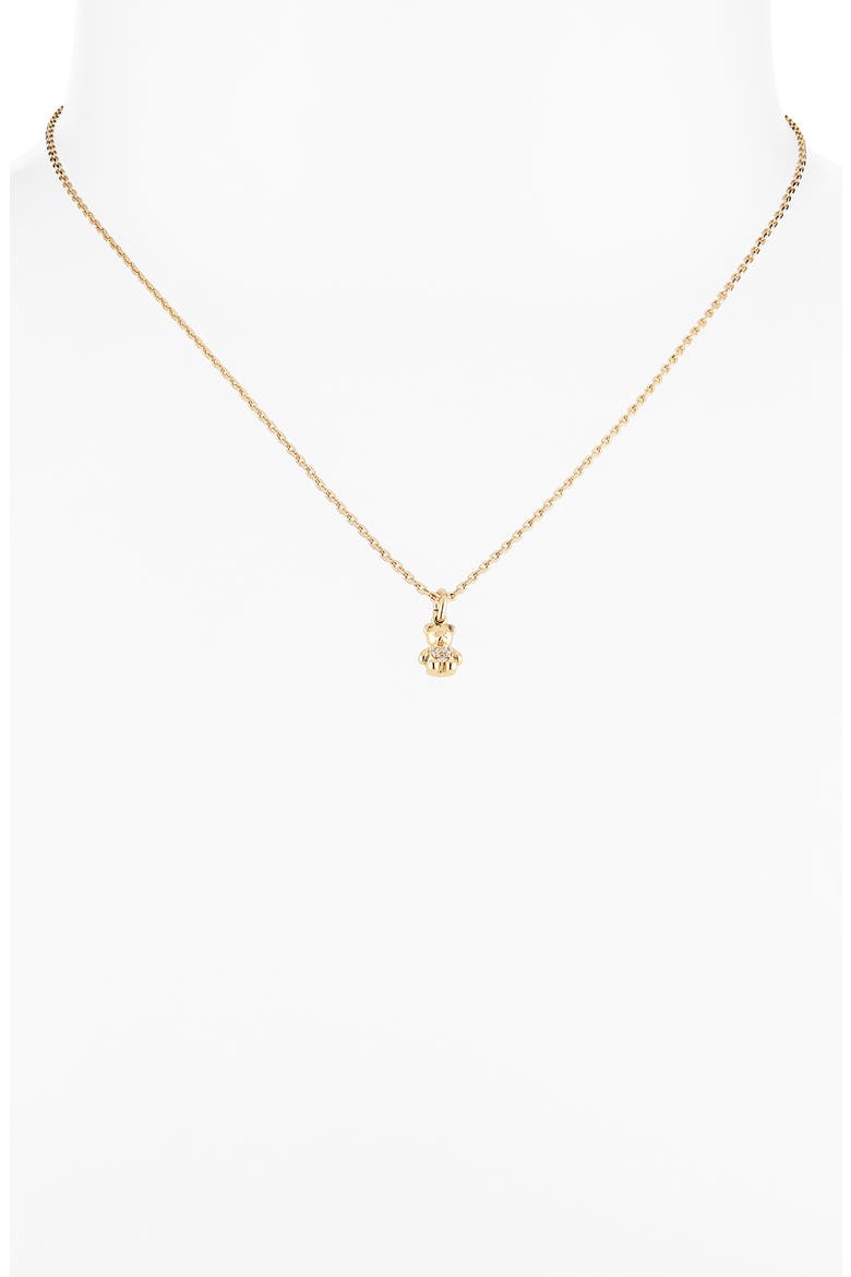 mini bear pendant necklace, Alternate, color, CLEAR/ GOLD