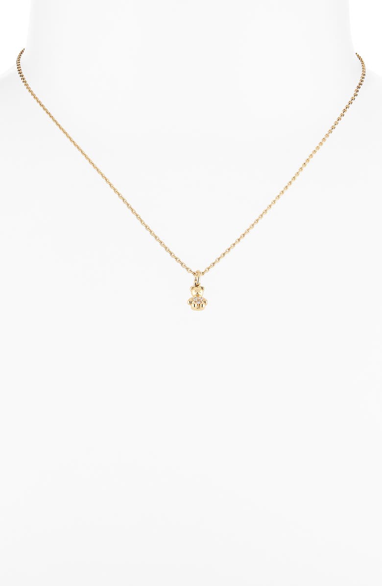 Kate Spade New York mini bear pendant necklace, Alternate, color, Clear/ Gold