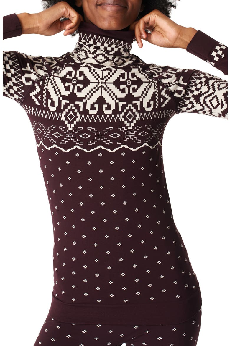Base Layer Ski Sweater, Main, color, BLACK CHERRY FAIRISLE JACQUARD
