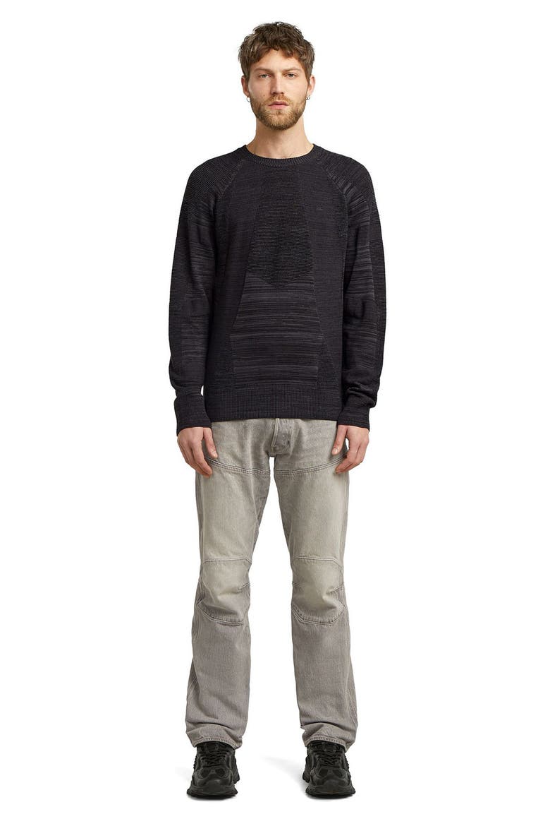 3D Biker Textureblock Crewneck Sweater, Alternate, color, DARK BLACK/ ASPHALT