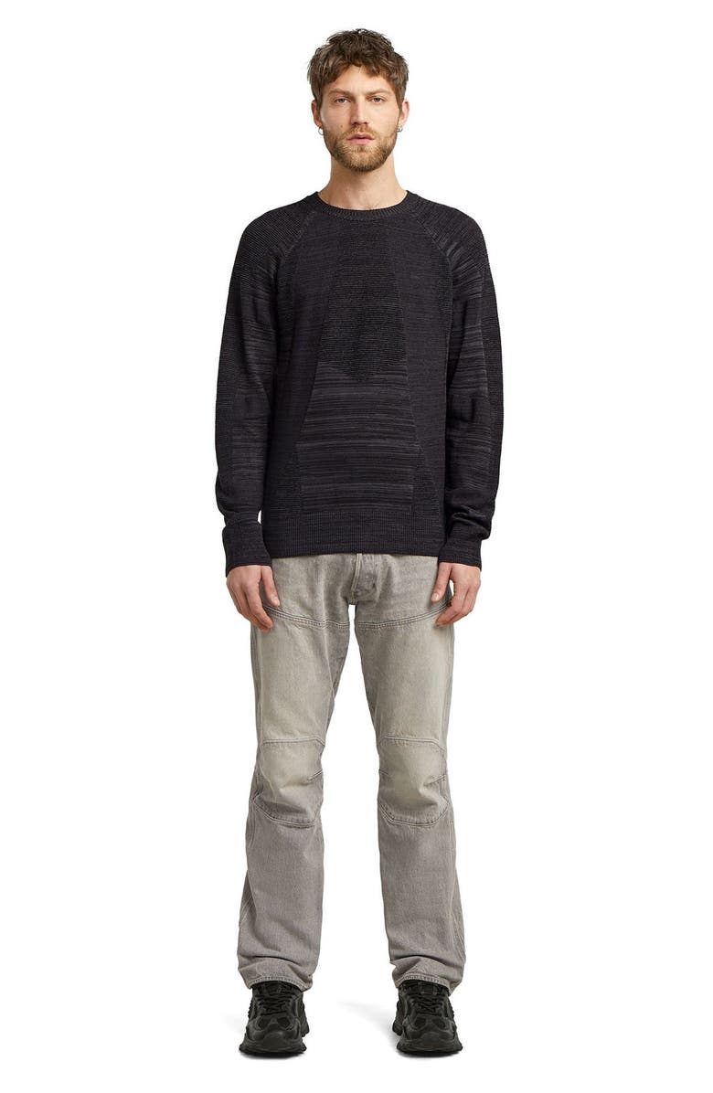 G-STAR 3D Biker Textureblock Crewneck Sweater, Alternate, color, Dark Black/ Asphalt