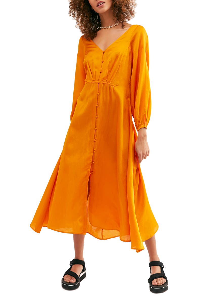 Later Days Midi Dress, Main, color, TANGERINE