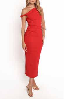 Petal & Pup Fira Asymmetric Neck Ruched Maxi Dress