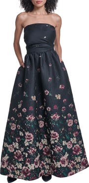 KARL LAGERFELD PARIS Floral Print Fils Coupé Ballgown