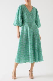 LK Bennett Lola Birch & Blossom Print Midi Dress