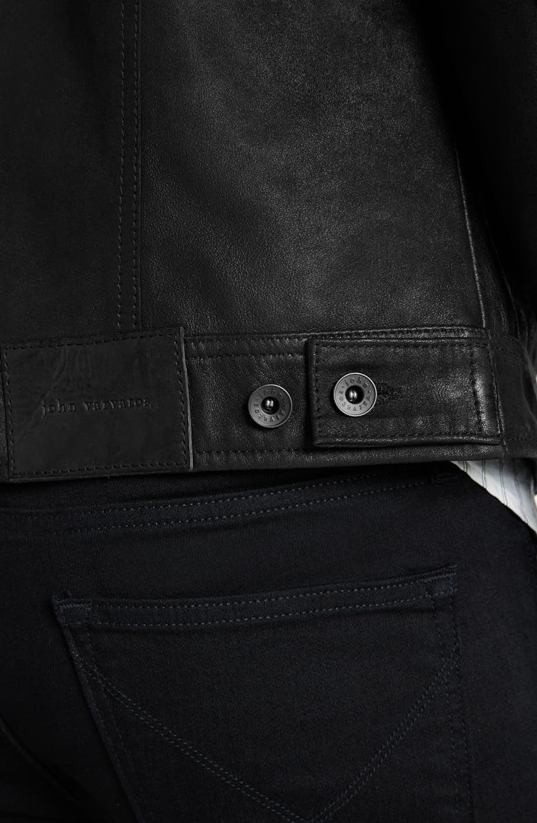 John Varvatos Andrew Sheepskin Leather Trucker Jacket, Alternate, color, Black