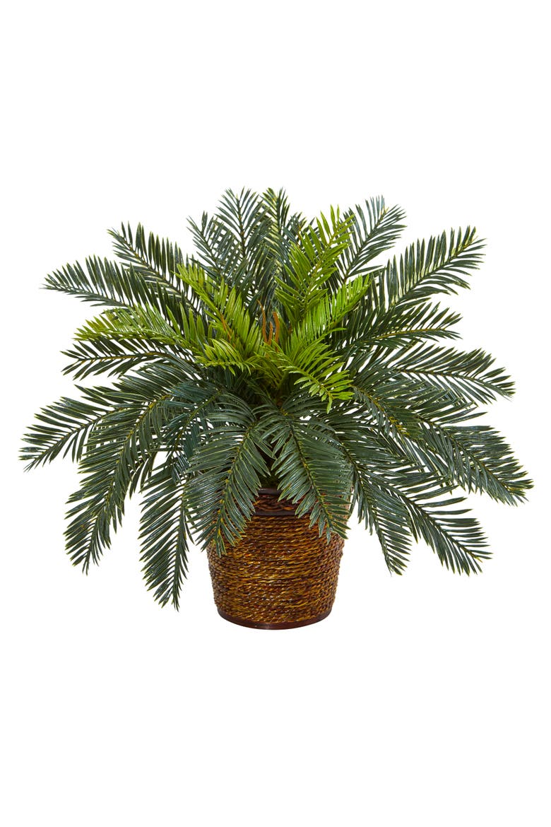 15-in Cycas Artificial Plant in Basket, Main, color, Green