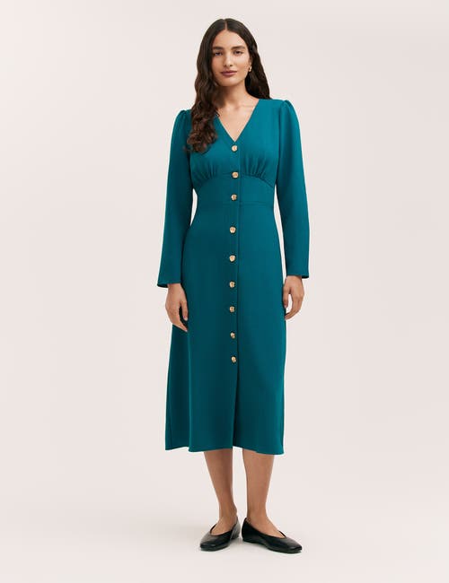 Finery London Caprice Long Sleeve Crepe Midi Dress in Petrol  product