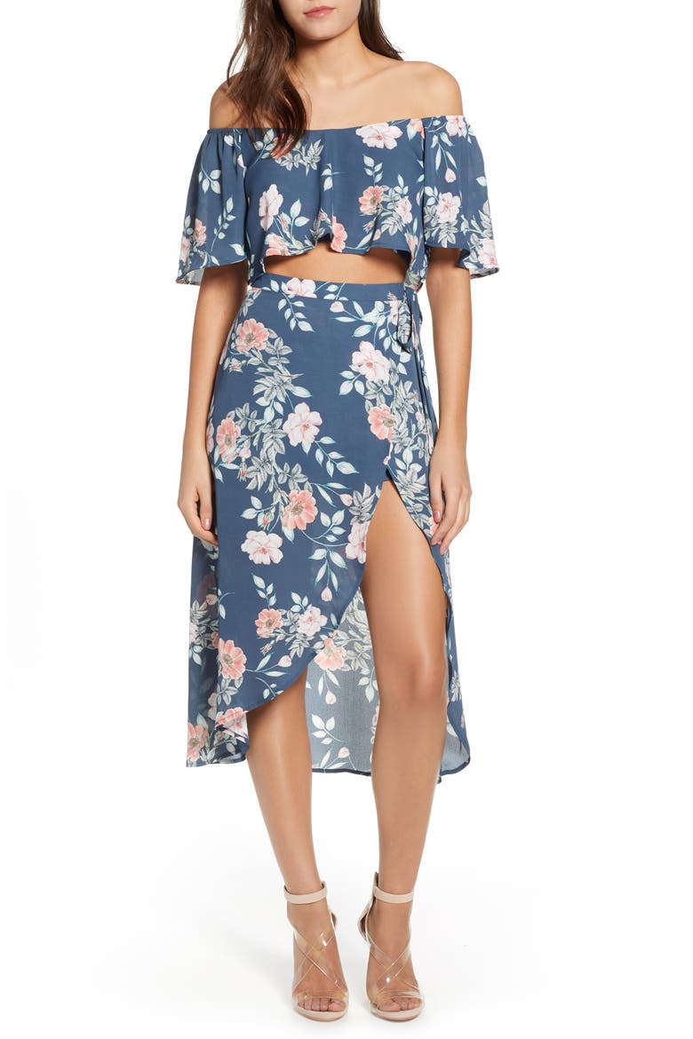 Flutter Crop Top, Alternate, color, GREY GRISAILLE GARDEN FLORAL