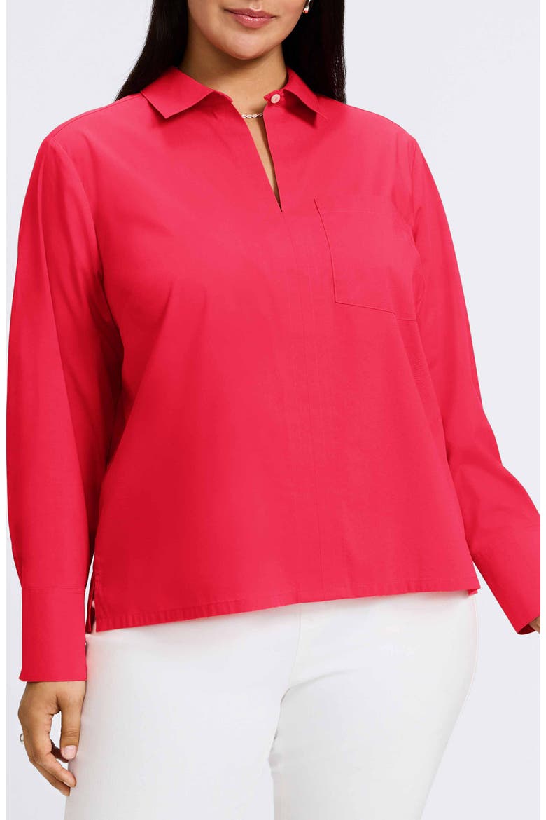 Bella Solid Popover Top, Main, color, RASPBERRY