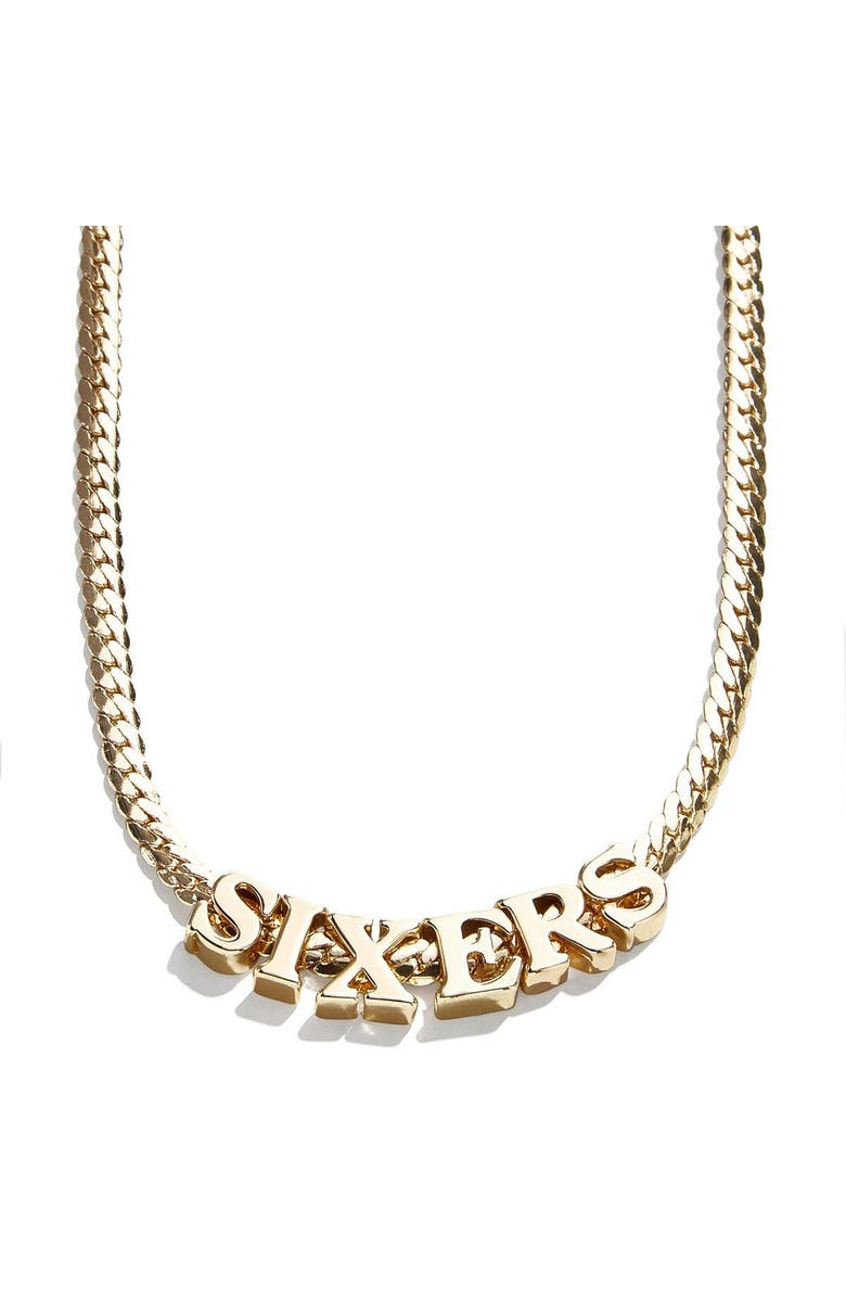BaubleBar Philadelphia 76ers Team Chain Necklace, Alternate, color, Gold