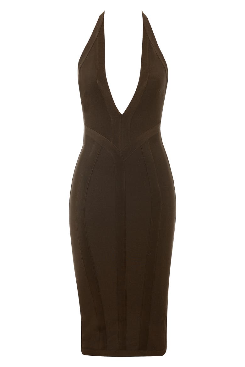 The Birthday Midi Bandage Dress, Alternate, color, CHOCOLATE