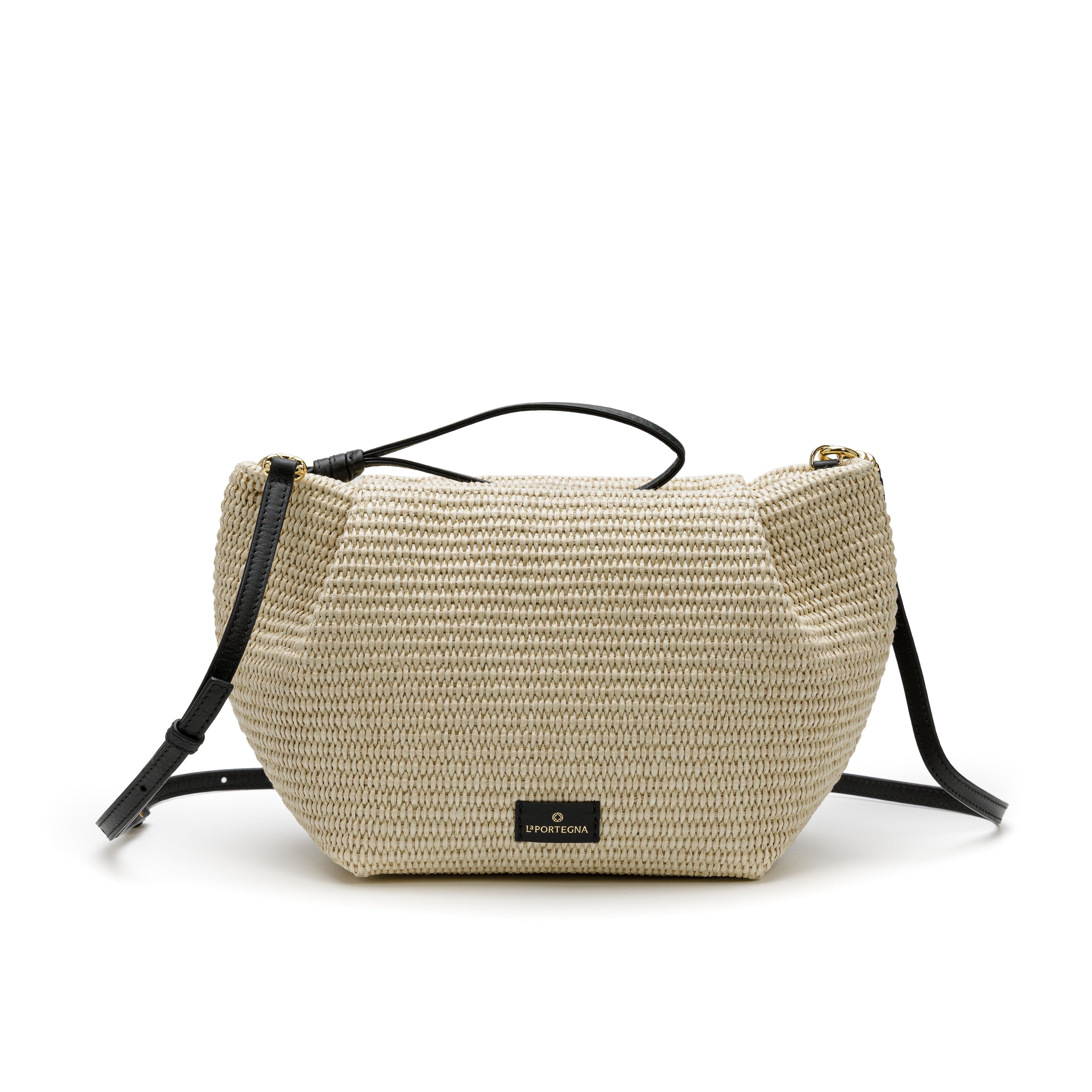 LA PORTEGNA Marta Jute Clutch Bag With Shoulder Strap, Main, color, White
