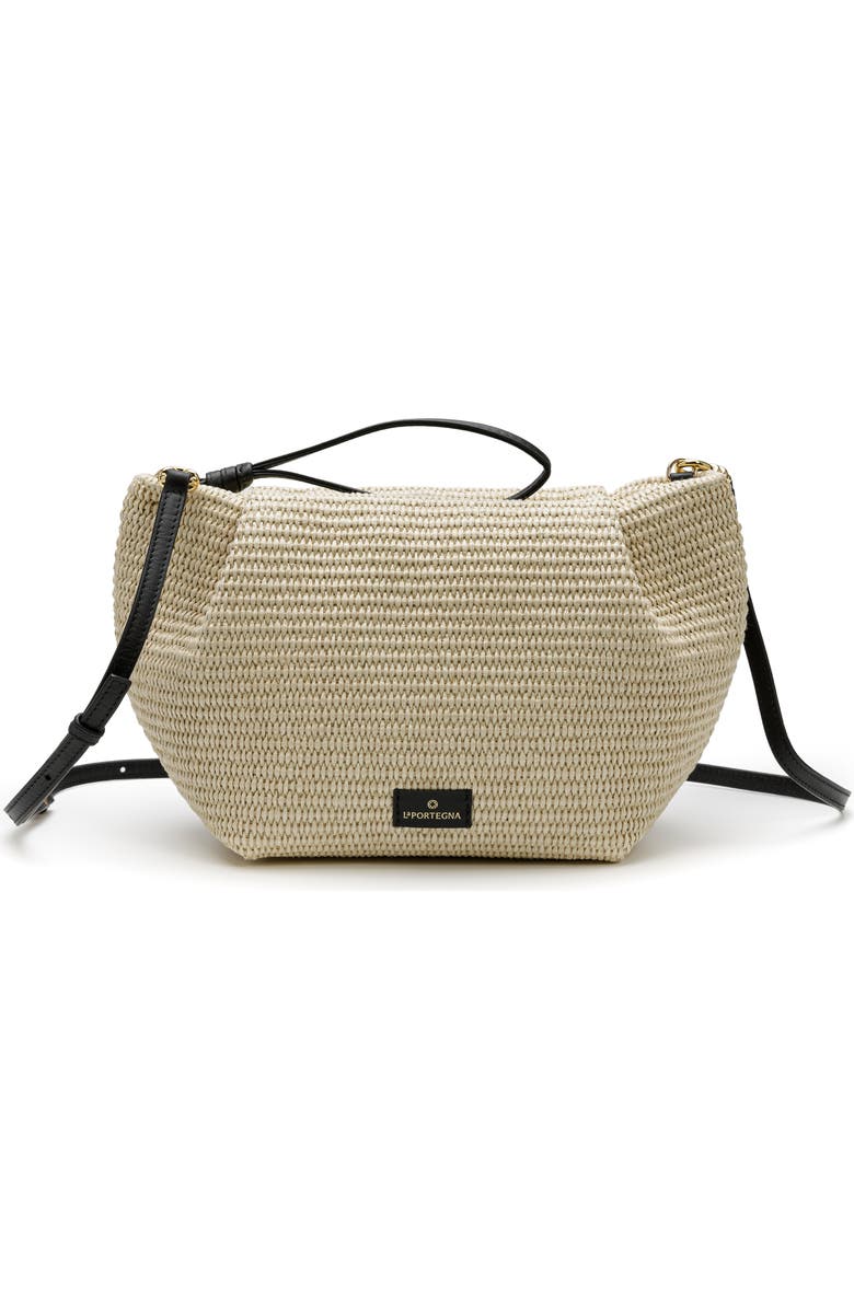 LA PORTEGNA Marta Jute Clutch Bag With Shoulder Strap, Main, color, White