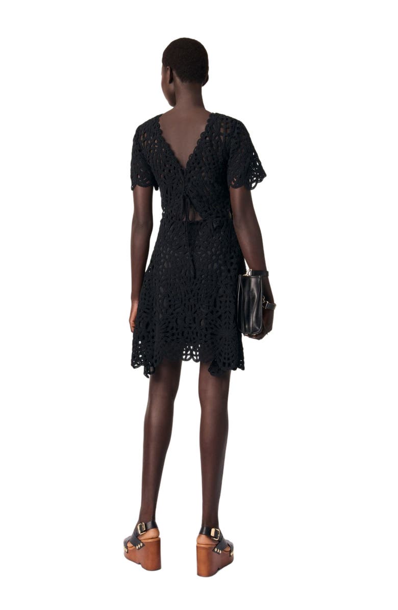 maje Mini crochet dress, Alternate, color, 