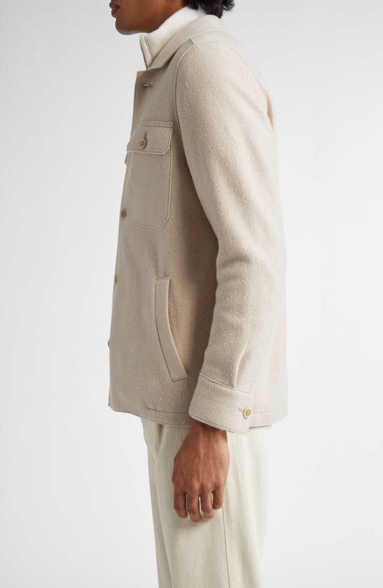 Eleventy Boiled Wool Overshirt, Alternate, color, Sand