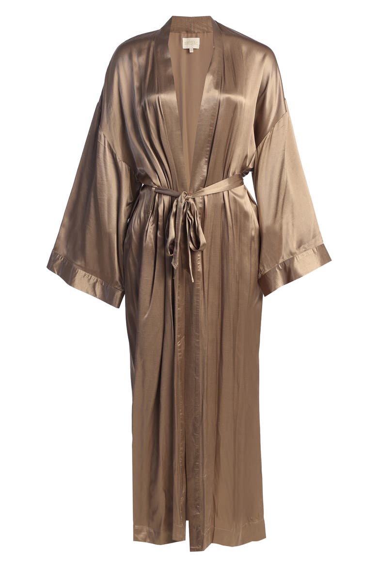 Forever & Always Satin Robe, Alternate, color, BROWN