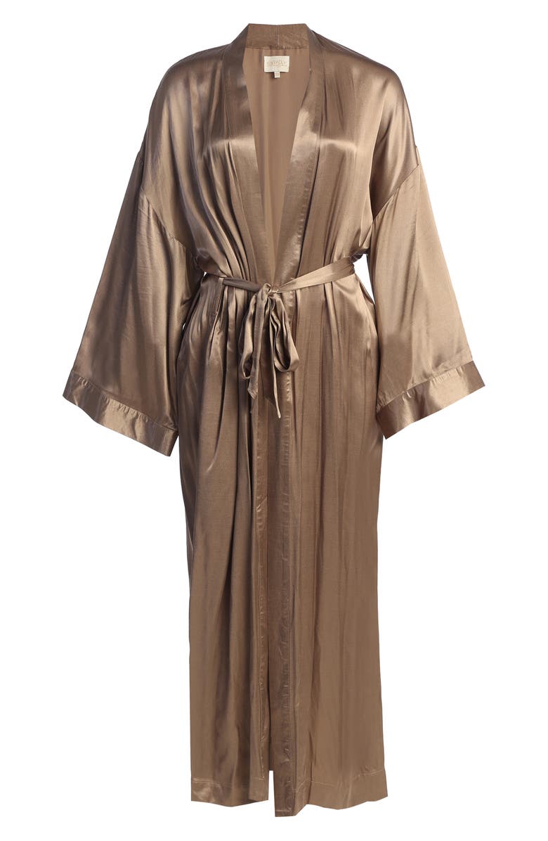 JLUXLABEL Forever & Always Satin Robe, Alternate, color, Brown