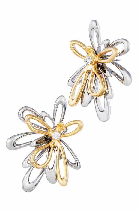 Two Tone Flower Stud Earrings