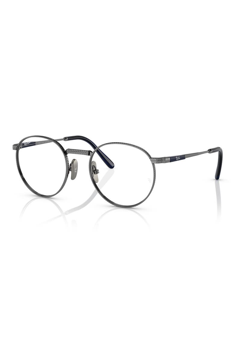 0RX8237V 47mm Small Round Optical Glasses, Alternate, color, GUNMETAL
