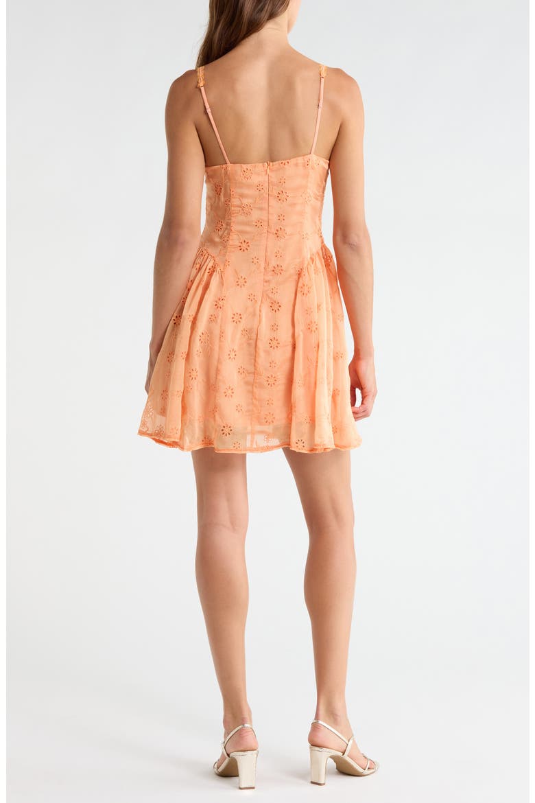 Eyelet Lace Fit & Flare Party Dress, Alternate, color, TANGERINE