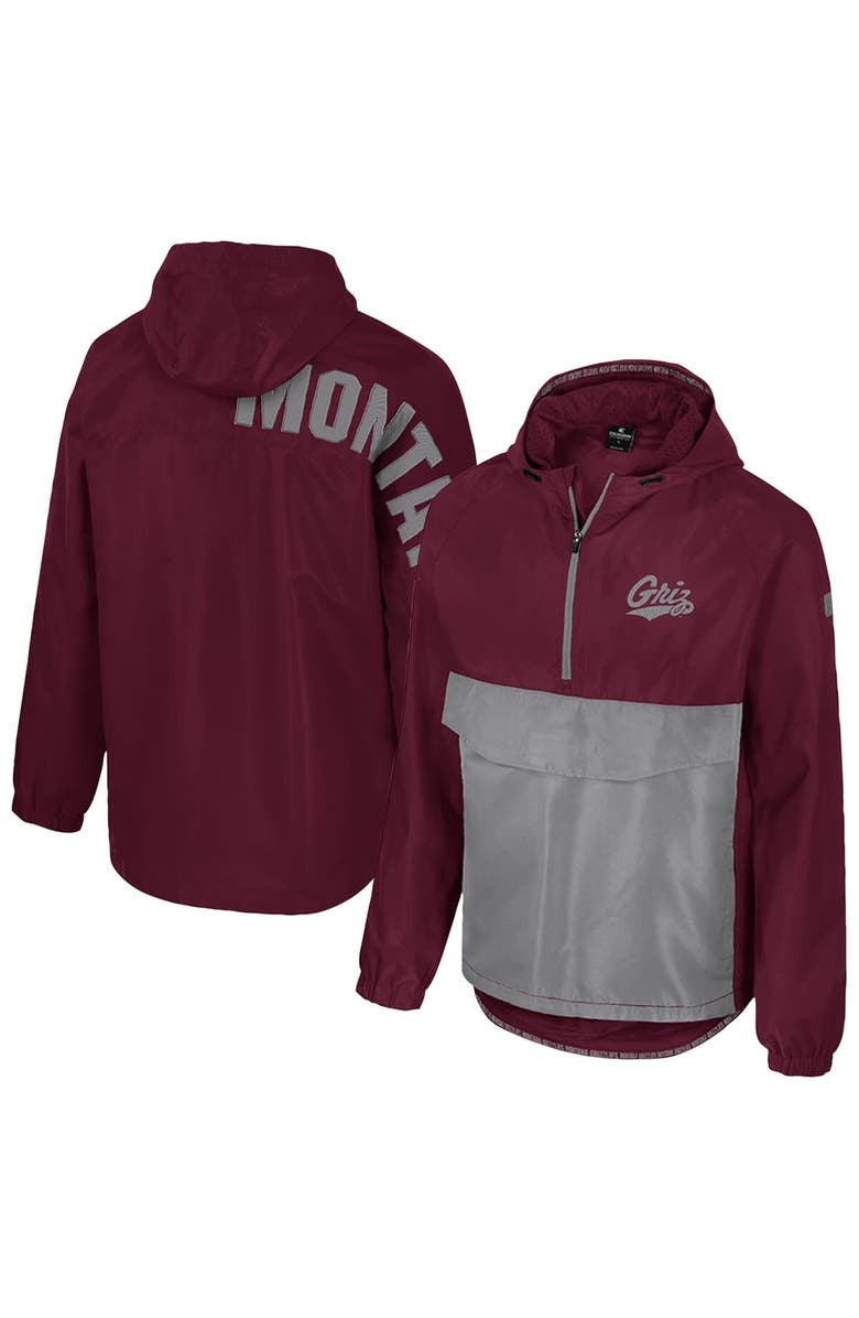 COLOSSEUM Men's Colosseum  Maroon Montana Grizzlies Reloaded Anorak Half-Zip Jacket, Main, color, 