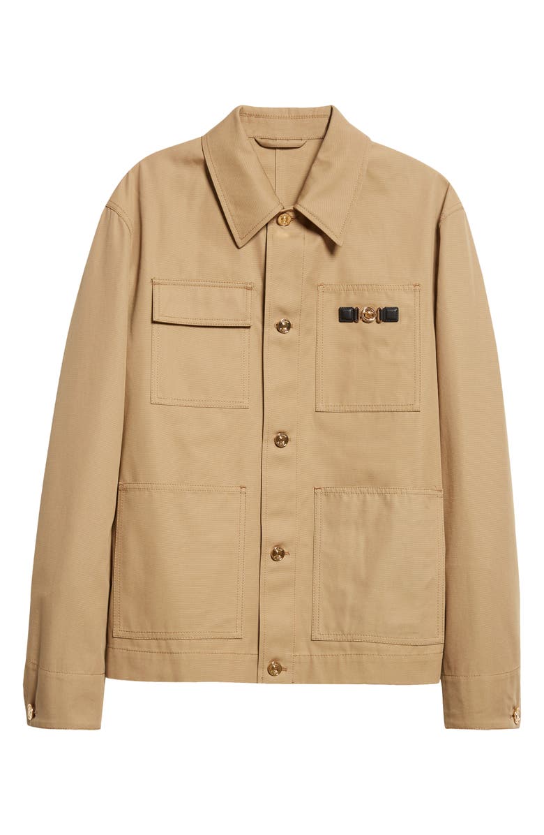 Versace Medusa Cotton Canvas Chore Jacket, Alternate, color, Dark Sand