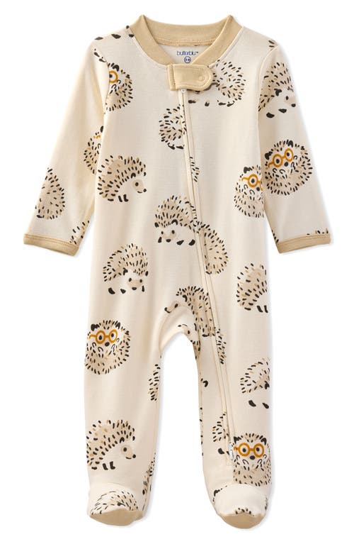 Butterblu Scout Fitted One-piece Organic Cotton Footie Pajamas In Animal Print