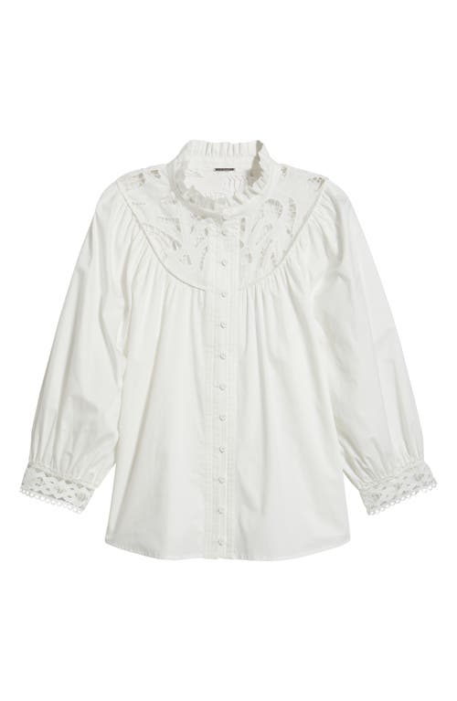 Elie Tahari The Rylan Lace-yoke Cotton Blouse In Sky White