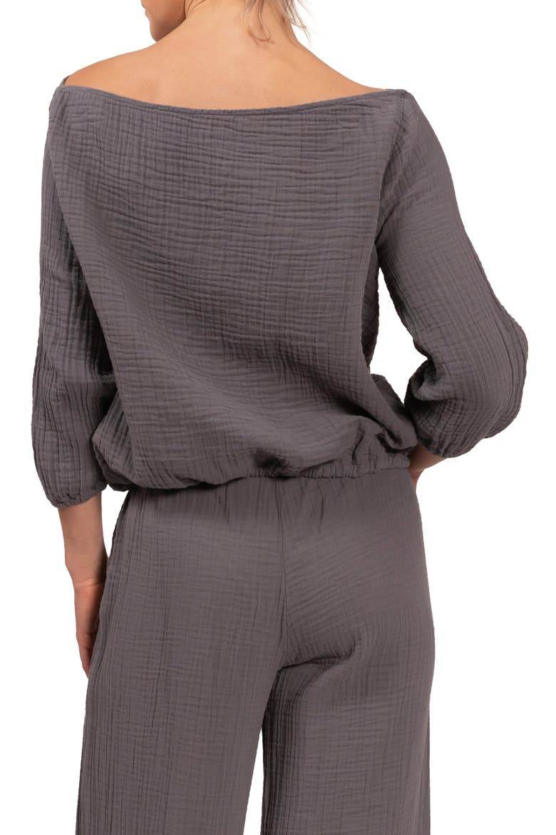 Riley Gauze Split Hem Pants, Alternate, color, SLATE