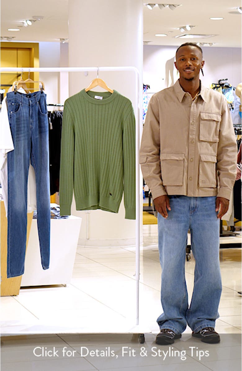 Rib Knit Cotton Crewneck Sweater, sales video thumbnail