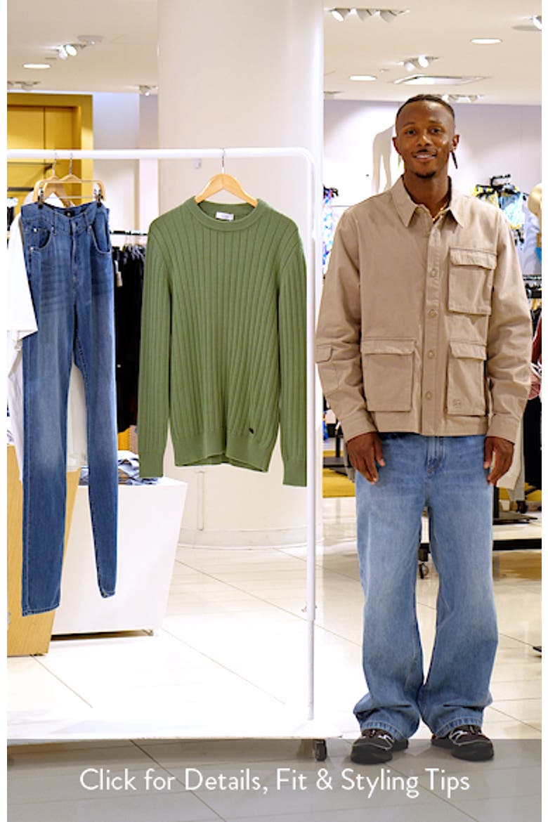Rib Knit Cotton Crewneck Sweater video