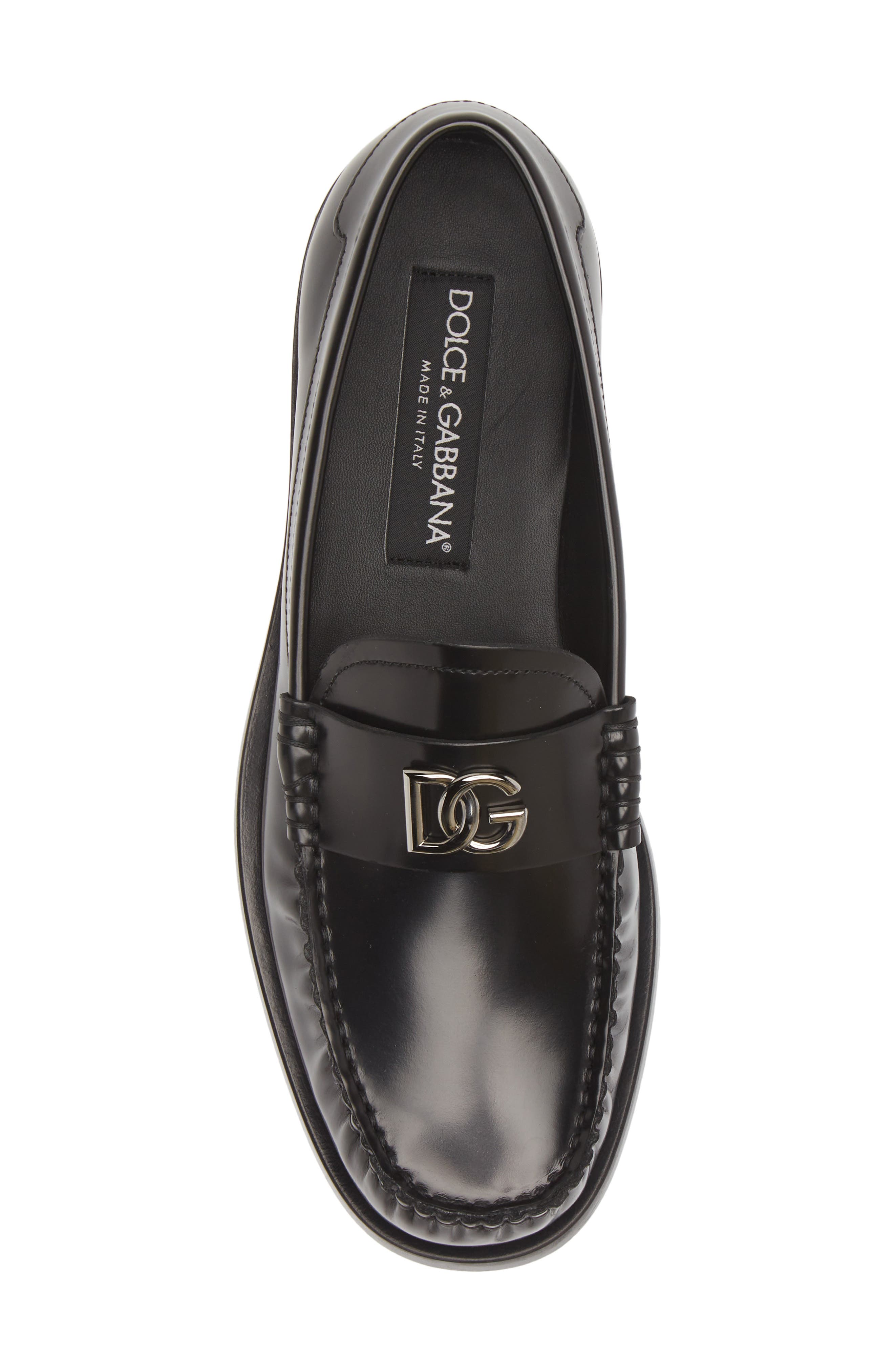 Dolce&Gabbana Logo Moc Toe Loafer, Alternate, color, Nero