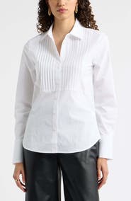 Nordstrom Pintuck Poplin Tuxedo Shirt