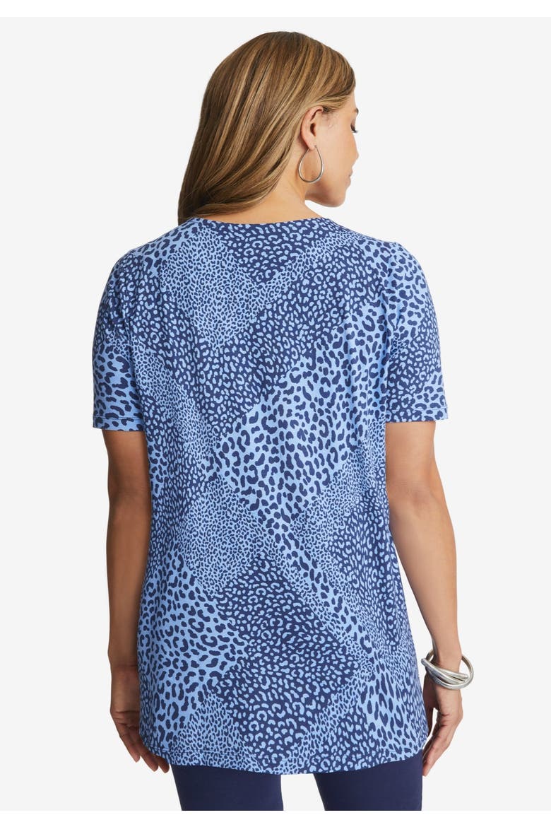 Stretch Cotton Square Neck Tunic, Alternate, color, BLACK ABSTRACT IKAT