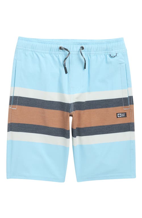 Salty Crew Kids' Crew Stripe Volley Swim Trunks In Blue