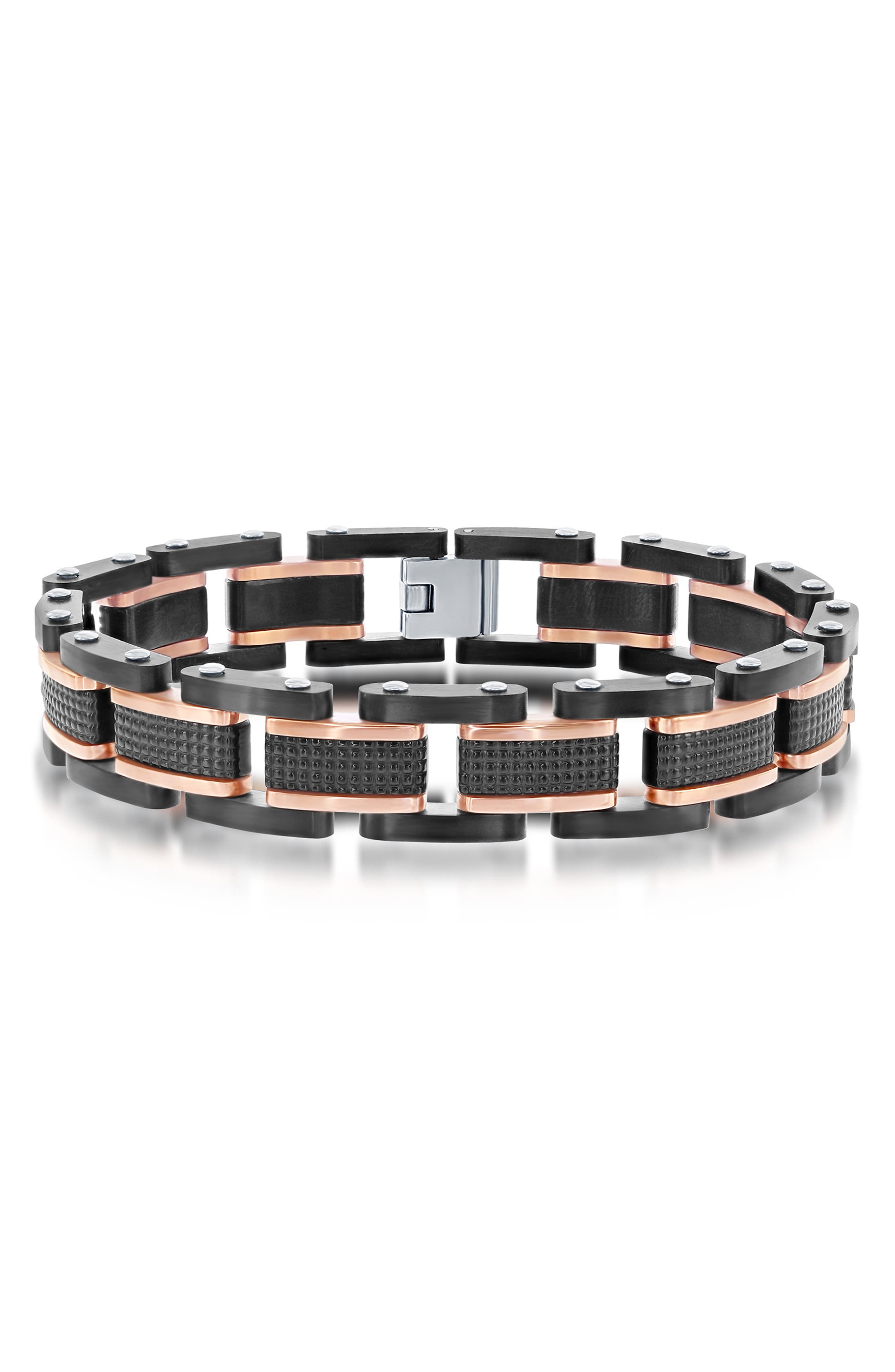 Blackjack Textured Link Bracelet In Black/chocolate