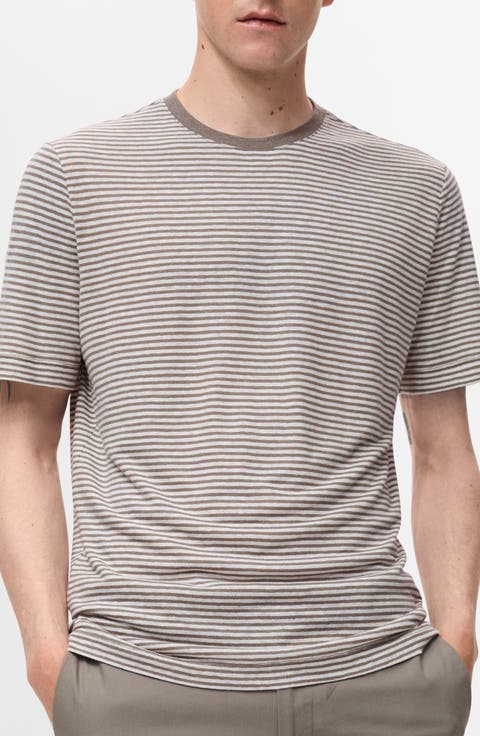 Slim Fit Stripe Linen Blend T-Shirt
