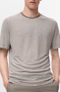 MANGO Slim Fit Stripe Linen Blend T-Shirt